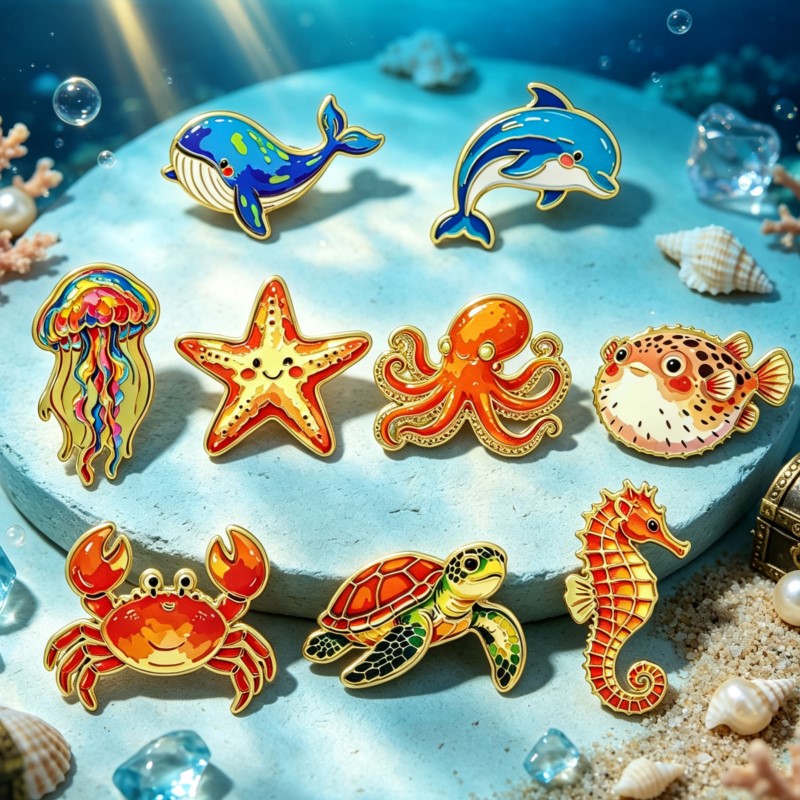 화려한 바다 동물 에나멜 핀 귀여운 바다 생물 브로치  - Lapel Pin Enamel 리뷰 및 가격