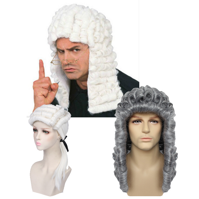 남녀 공용 긴 곱슬머리 흰색 큰 가발 판사 콜로니얼 재 - Medieval Men'S Accessories 리뷰 및 가격