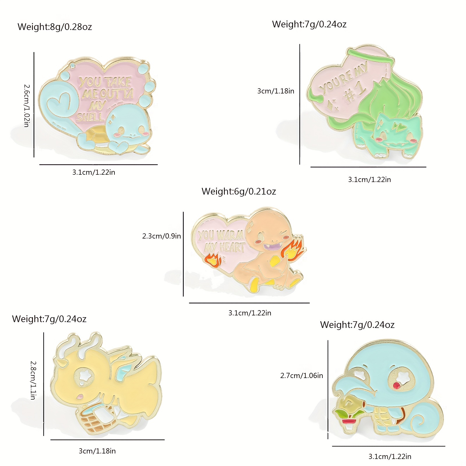 5개 귀여운 애니메이션 브로치, 개성있는 벌바사우르,  - Lapel Pin Enamel 리뷰 및 가격