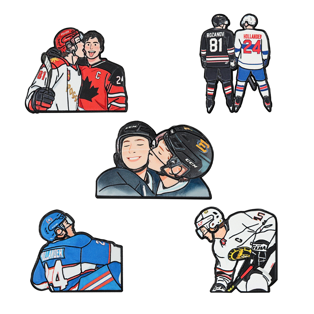 5pcs 가열식 라이벌리 만화 아이스하키 선수 브로치  - Lapel Pin Enamel 리뷰 및 가격