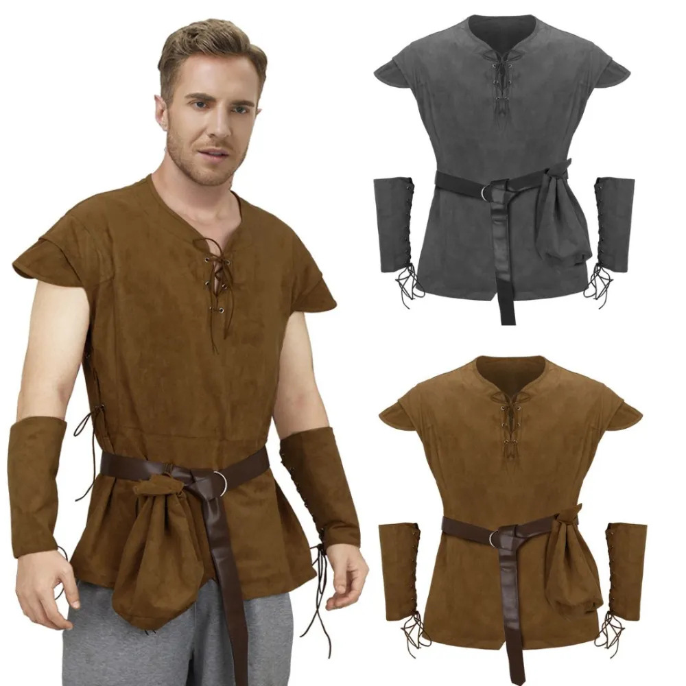 남성용 중세 레이스업 튜닉 셔츠 르네상스 바이킹 해적  - Medieval Men'S Accessories 리뷰 및 가격