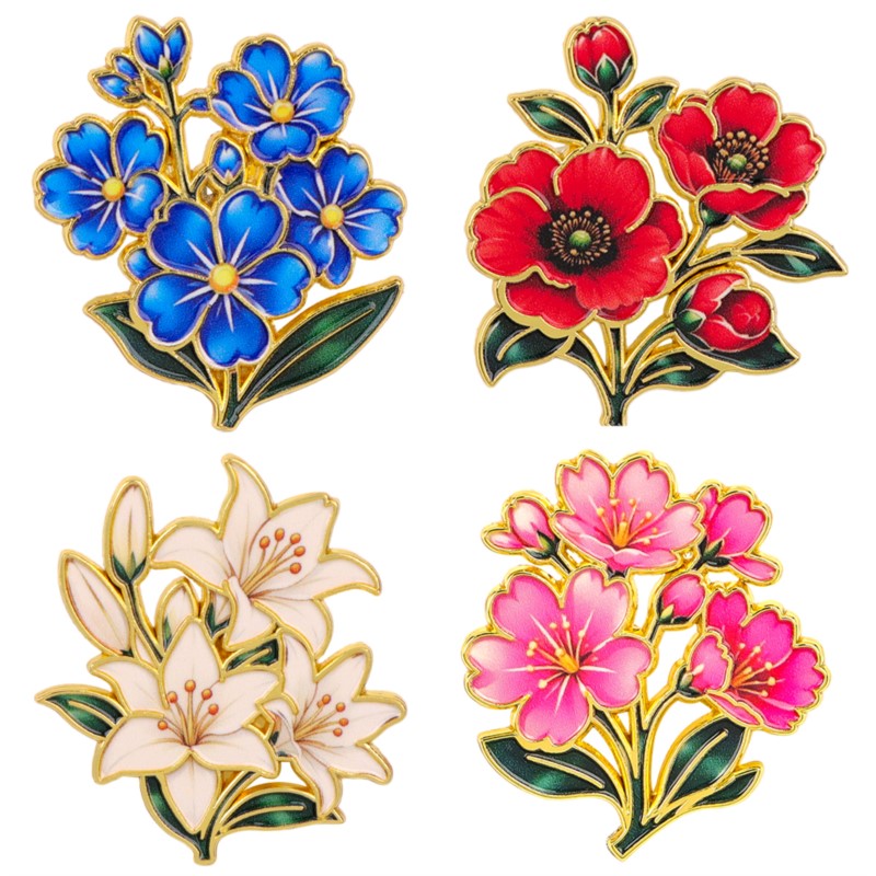 귀여운 빈티지 다채로운 꽃무늬 에나멜 핀 백합 벚꽃 양 - Lapel Pin Enamel 리뷰 및 가격