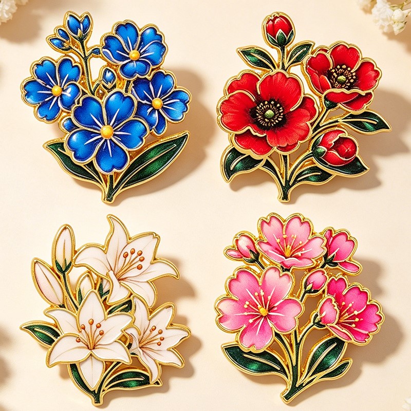 귀여운 빈티지 다채로운 꽃무늬 에나멜 핀 백합 벚꽃 양 - Lapel Pin Enamel 리뷰 및 가격
