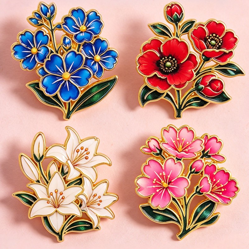 귀여운 빈티지 다채로운 꽃무늬 에나멜 핀 백합 벚꽃 양 - Lapel Pin Enamel 리뷰 및 가격
