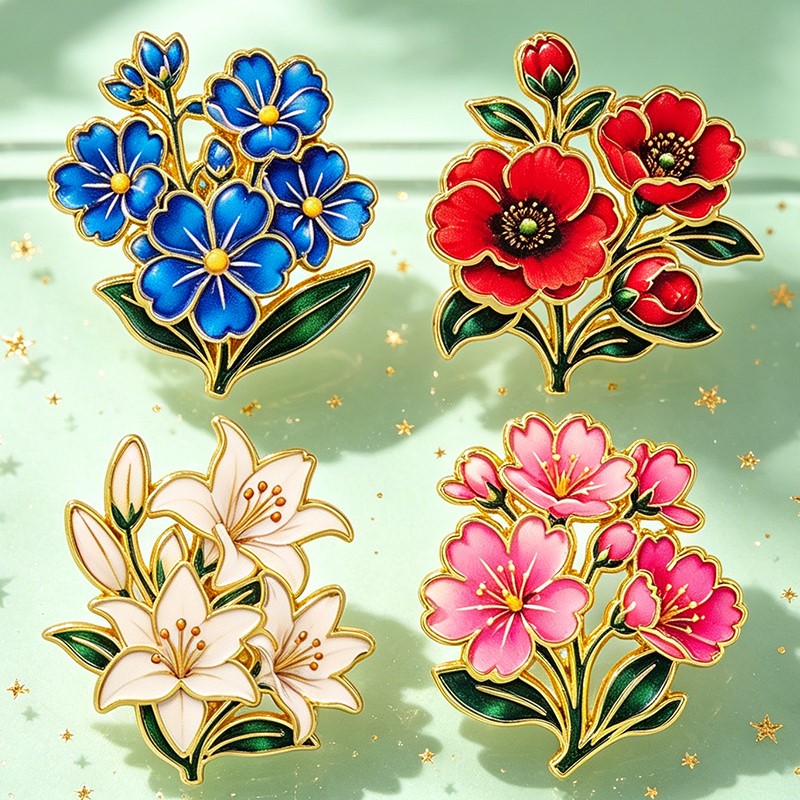 귀여운 빈티지 다채로운 꽃무늬 에나멜 핀 백합 벚꽃 양 - Lapel Pin Enamel 리뷰 및 가격
